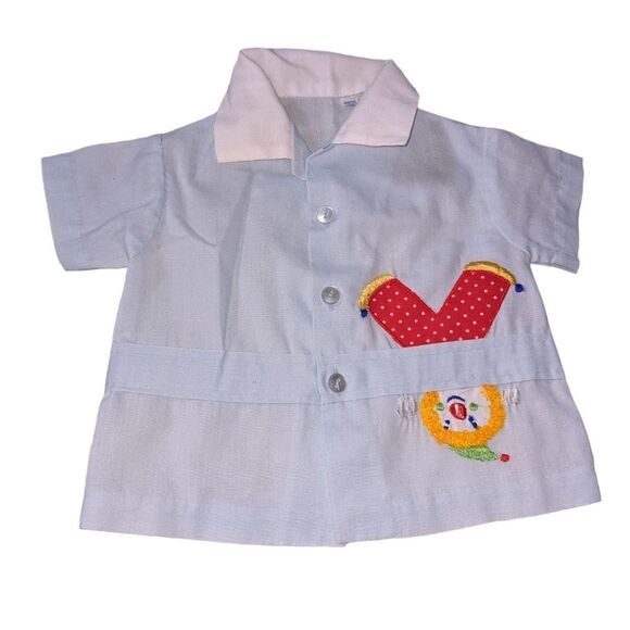 Mayfair blue vintage matching 2 piece outfit with embroidered clown - Picture 4 of 9